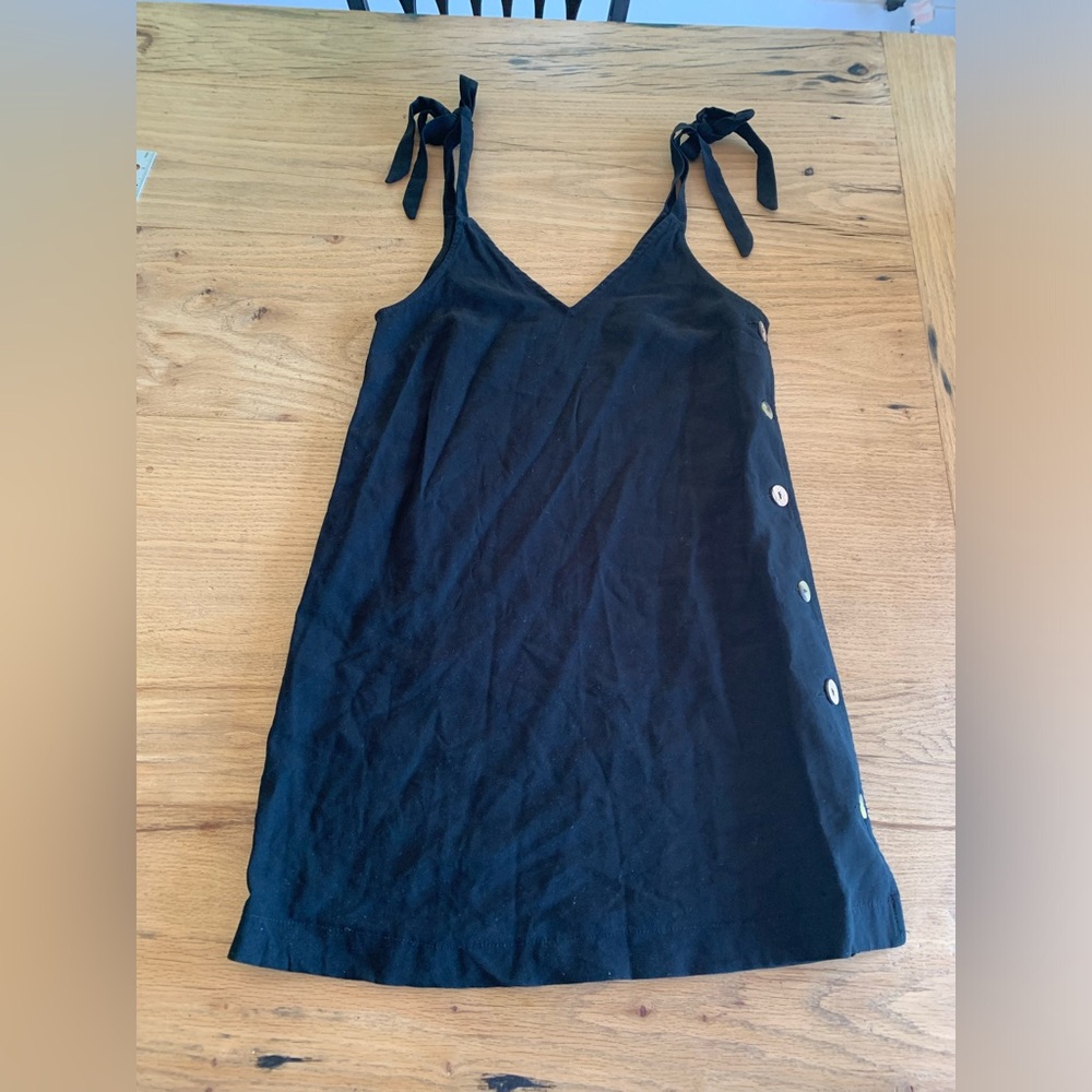 Top Shop‎ Button Side Tie Strap Black Vneck  Dress Women’s 4 Preloved